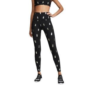 Beyond Yoga Pineapple high waisted midi black gold leggings S